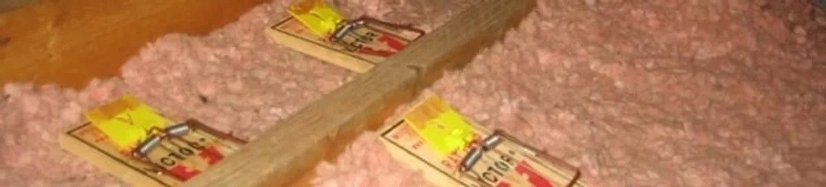 Mouse traps placed in an attic for rodent control in Charleston, SC